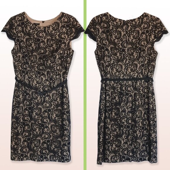 Talbots Black Lace Shift Dress with Belt Size 8p - Picture 1 of 9
